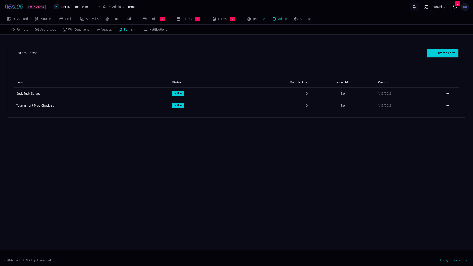 Custom Forms - Nexlog Feature Screenshot
