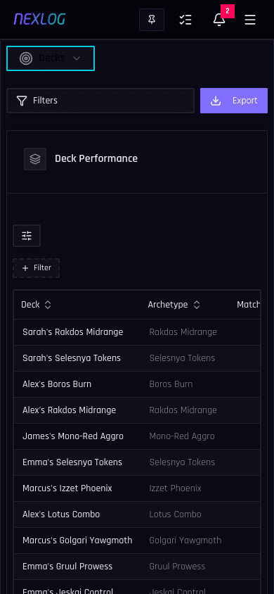 Deck Performance - Nexlog Feature Screenshot (Mobile)