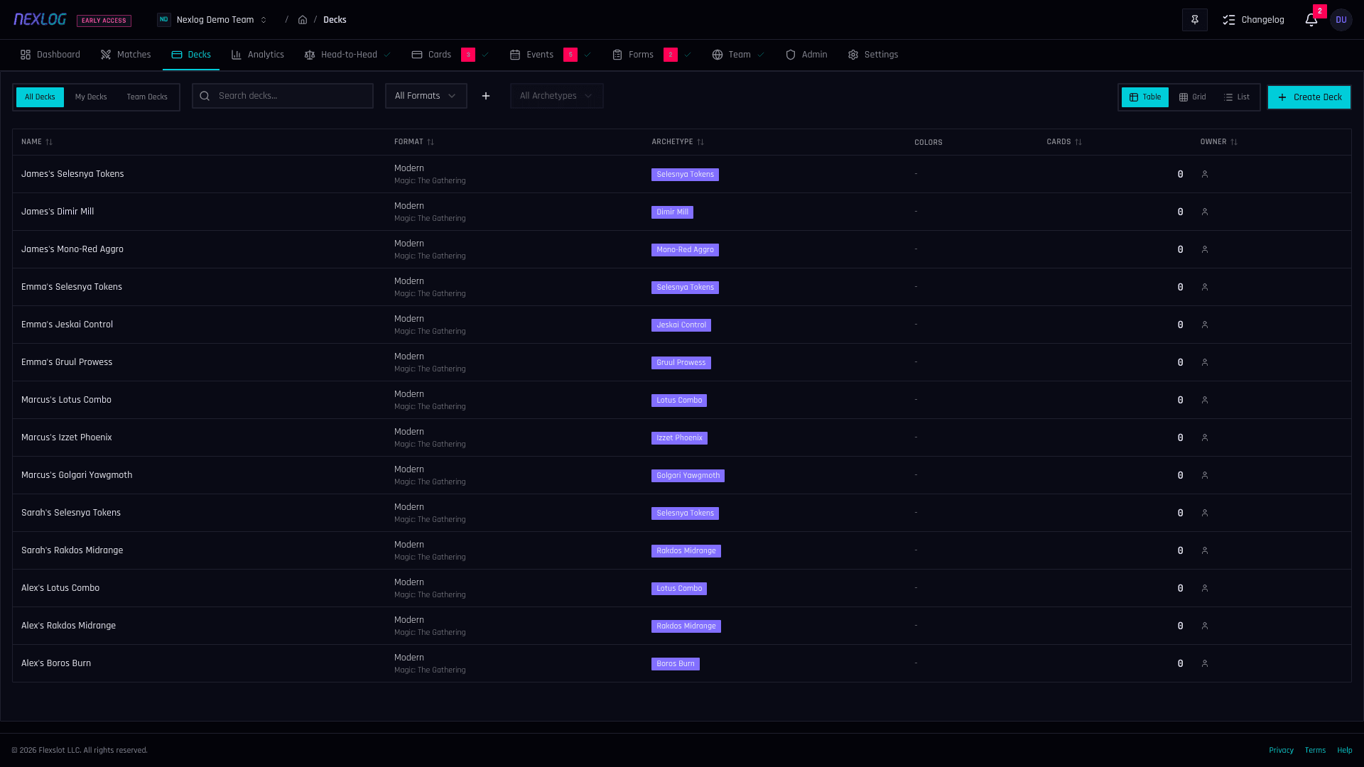 Unlimited Deck Tracking - Nexlog Feature Screenshot