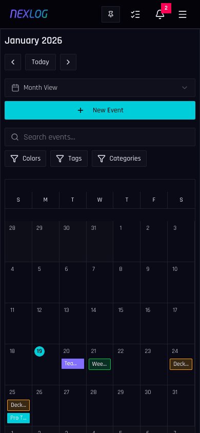 Team Calendar - Nexlog Feature Screenshot (Mobile)